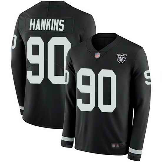 Nike Raiders 90 Johnathan Hankins Black Team Color Men Stitched NFL Limited Therma Long Sleeve Jersey